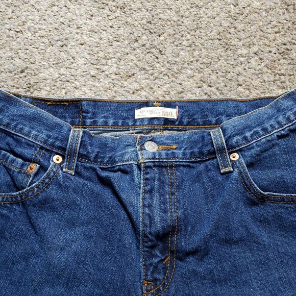 Levis 550 Shorts Womens 10 Blue Relaxed Fit Cutt Offs Medium Wash Denim Jorts - Picture 3 of 12